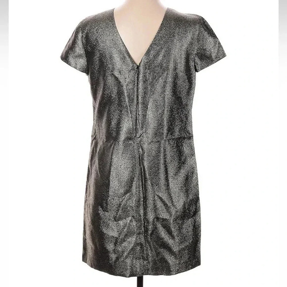 Madewell Metallic Gold Shimmer Short Sleeve Sheath Dress Size 4 Small NWT - Picture 4 of 7